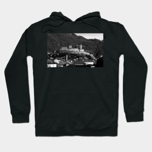 Castello Grande in black and white, Bellinzona, Ticino, Switzerland Hoodie